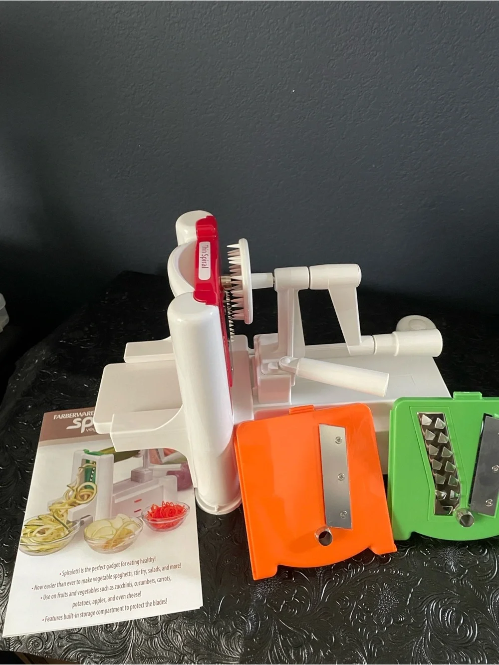 Farberware White & Orange Spiraletti Fruit and Vegetable Slicer with 3 Blades